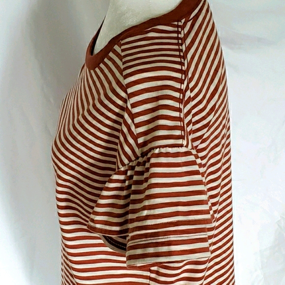 MADEWELL Striped Ruffle Sleeve T-shirt Top XS - Picture 5 of 7
